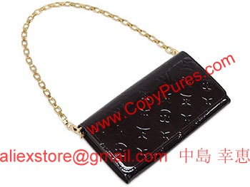 ルイヴィトンコピー財布　ヴィトン　LV　ヴェルニ　ファスナー長札　チェーン付き　長財布　ヴェルニ　ポルトフォイユサラ　チェーン　アマラント　M90088